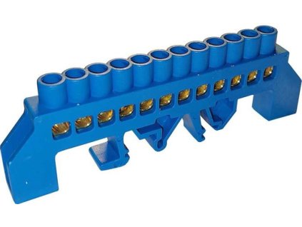 Nulovací můstek na DIN lištu FT033 12pólů modrý izolovaný