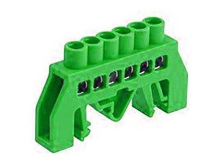 Zemnící můstek na DIN lištu FT033 6pólů zelený izolovaný