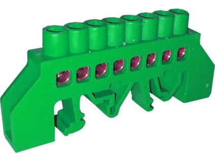 Zemnící můstek na DIN lištu FT033 8pólů zelený izolovaný