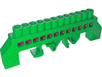 Zemnící můstek na DIN lištu FT033 12pólů zelený izolovaný