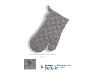 KELA Chňapka rukavice do trouby Puro 55%bavlna/45%len šedá 31,0x18,0cm KL-12803