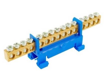 Nulovací můstek na DIN lištu FT030 15pólů modrý