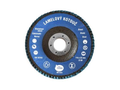 Lamelový brusný kotouč Zirkon Ø 115 x 22 mm, zrnitost 60
