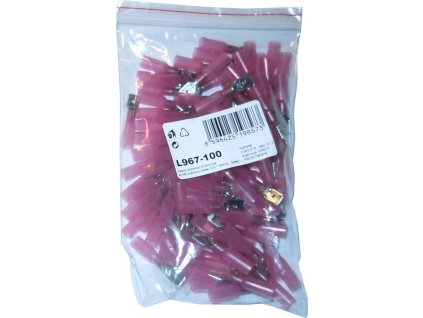 Faston-konektor 6,3mm se smršť.bužírkou,kabel 0,5-1,5mm2, balení 100ks
