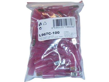 Faston-konektor 4,8mm se smršť.bužírkou,kabel 0,5-1,5mm2, balení 100ks
