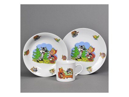 Dětská jídelní sada 3 dílná porcelán KARKULKA