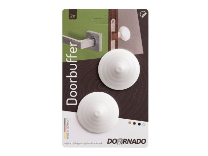 Zarážka dveří na kliku samolepící DOORBUFFER, 45mm, plastová, bílá, 2ks