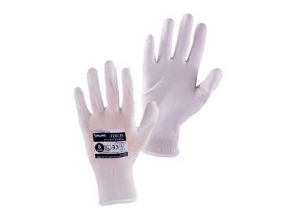 Povrstvené rukavice PUNYL bílé, v. 08"