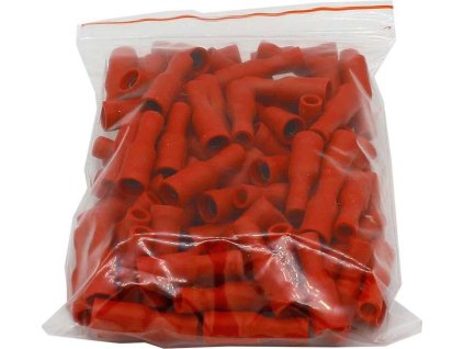 Konektor DUTINKA 4mm červená, kabel 0,5-1,5mm2, balení 100ks