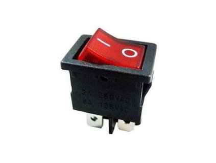 Vypínač kolébkový MIRS-201A-C3, OFF-ON 2p.250V/6A červený,prosvětlený