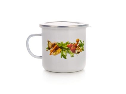 Hrnek smalt 700ml ZELENINA s plast víčkem  BANQUET