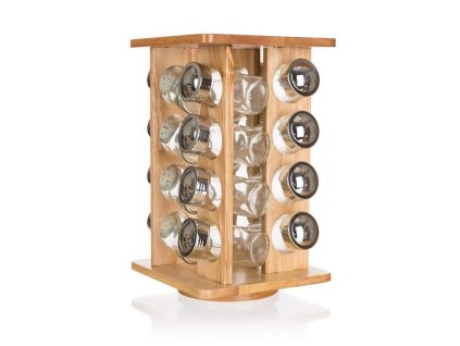 Kořenky sklo/chrom 16ks v dřevěném stojanu  BANQUET