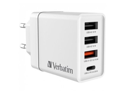Napáječ, síťový adaptér  USB-C + 3xUSB-A 30W QC 3,0 Verbatim