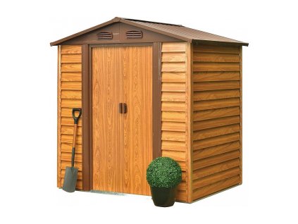 Zahradní domek, plech, hnědý, 181x137x203 cm