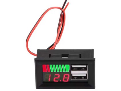 Napájecí zdířka 2xUSB 5V/2,1A s voltmetrem a bargrafem