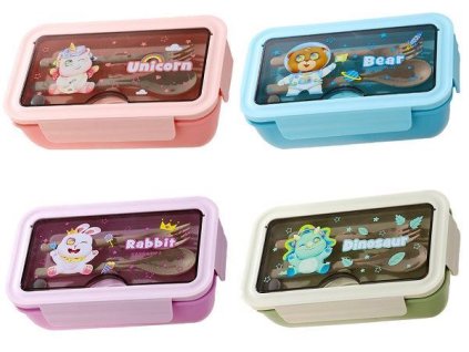 Obědový svačinkový box s přihrádkou na příbory Unicorn, zelený