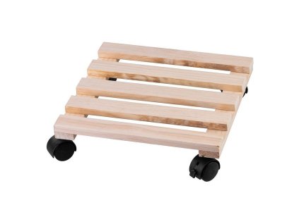 Podstavec pod květináč, dřevěný, na kolečkách, 30x30x7cm