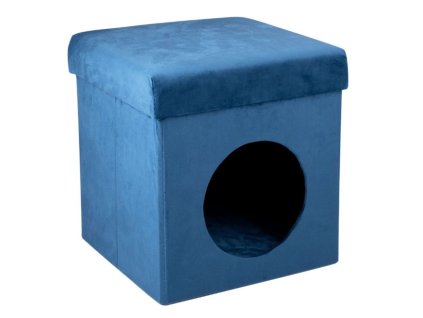 PET COMFORT Pelíšek pro kočku i psa samet 34 x 36 cm modrá ED-247501