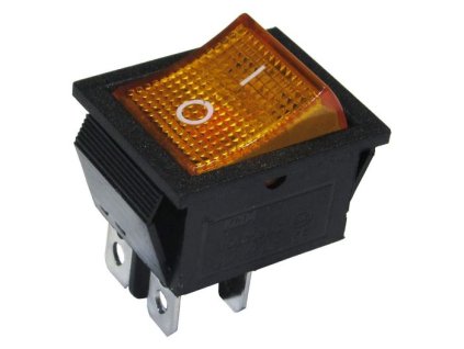 Vypínač kolébkový KCD4, OFF-ON 2pol.250V/16A žlutý, prosvětlený