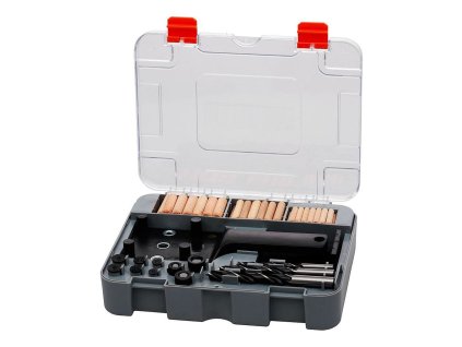 Sada pro stolaře na vrtaní otvorů pro kolíkové spoje, 83ks