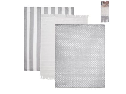 Utěrka kuchyňská bavlna 3ks  DEKOR šedá