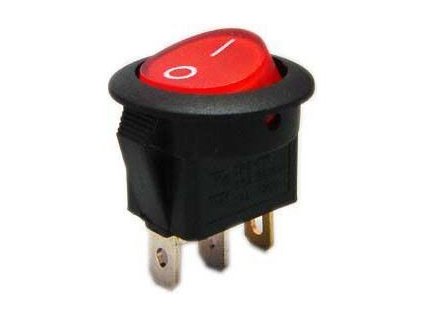 Přepínač kolébkový RS102-8C, ON-ON 1pol.červený 12V/20A