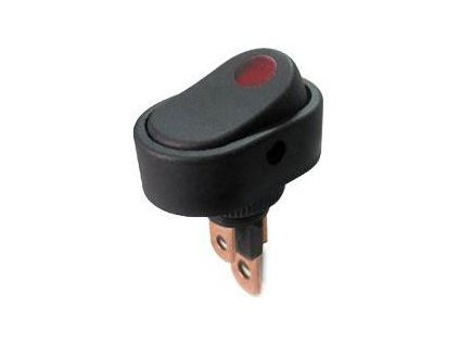 Vypínač kolébkový ASW-20D-2, ON-OFF 1pol.12V/20A červený, prosvětlený