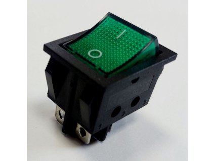 Tlačítko kolébkové QY604-201N, OFF-(ON) 2pol.250V/15A zelené
