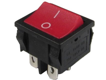 Vypínač kolébkový MRS-201-4, ON-OFF 2pol.250V/6A červený