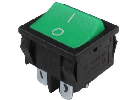 Vypínač kolébkový MRS-201-4, ON-OFF 2pol.250V/6A zelený