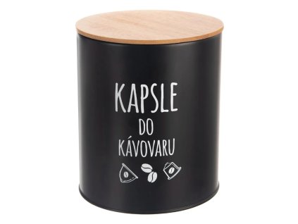 Dóza plech/bambus černá na kapsle ¤16cm  ORION