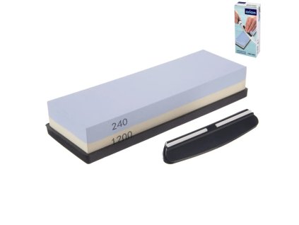 Ostřič nožů brusný kámen s úchytem na nože 240/1200