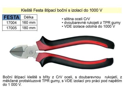 Kleště štípací boční FESTA 160mm, s izolací 1000V