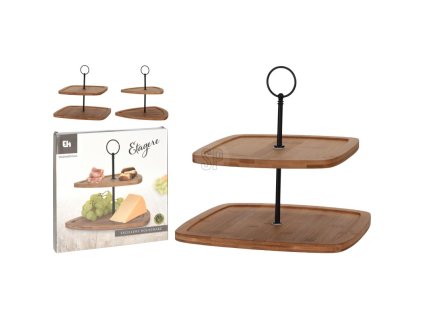 EXCELLENT Etažér dřevěný 2 patra čtverec 23,5 cm KO-170490960ctve