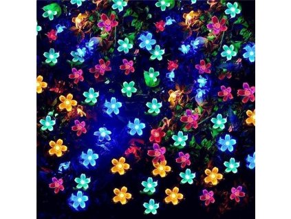 Dekorativní solární osvětlení květy, 7m, 50LED, barevné