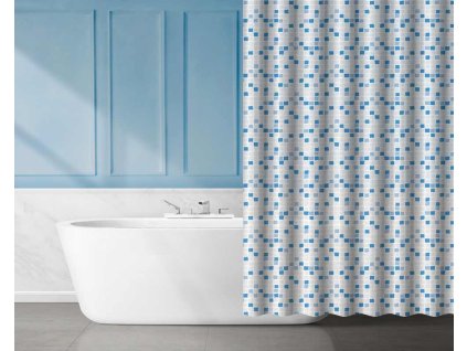Závěs koupelnový 180x180cm dekor, EVA dekor modrá