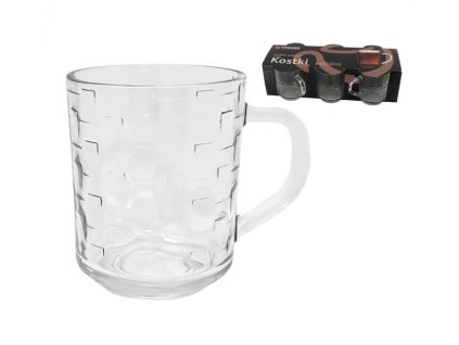 Hrnek sklo 250ml  KOSTKY 6ks