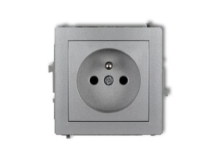 Zásuvka 250V/16A pod omítku, stříbrná metalická, DECO Karlik