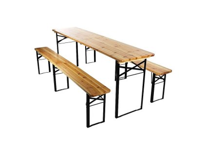 Set pivní DORTMUND, stůl 220x50x76,5cm, 2x lavice 220x25x46,5cm, dřevo 27mm