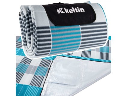 Pikniková, plážová deka s izolací 200×200 cm, šedomodrá - KELTIN