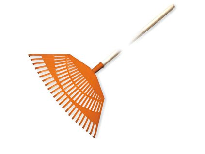 Plastové hrábě, 23 zubů s dřevěnou lakovanou násadou