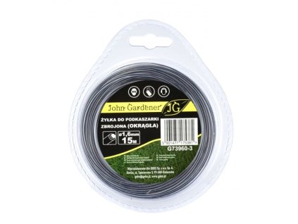 Struna zesílená, kulatý profil 1.6mm x 15m JOHN GARDENER