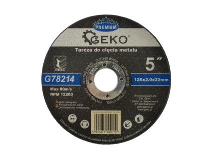 Kotouč řezný na ocel, nerez, 125x2.0x22mm GEKO PREMIUM