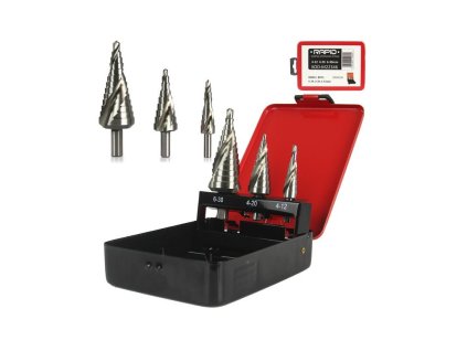 Sada 3 stupňovitých vrtáků se spirálou 4-12; 4-20; 6-30mm RAPID