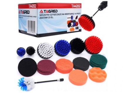 Sada 23ks kartáčů a leštících kotoučů na vrtačku TAGRED