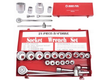 Gola sada 3/4" 21 dílů 19-50mm MAR-POL