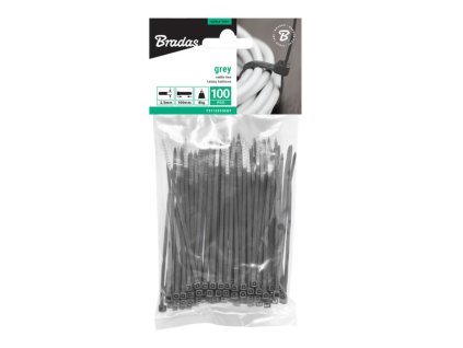 Stahovací pásky na vodiče 2.5x100mm, 100ks GRAY