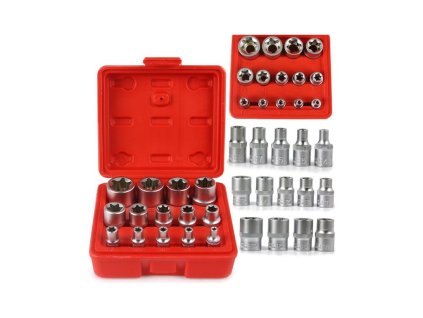 Hlavice nástrčné Torx E4 - E24, 1/2", 3/8", 1/4", sada 14 ks MAR-POL
