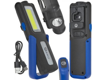 Multifunkční svítilna COB LED, 400 lm, 2000 mAh, s funkcí powerbanky - GEKO