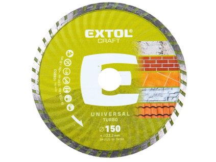 Kotouč diamantový řezný turbo, 150x22,2mm, suché i mokré řezání, EXTOL CRAFT